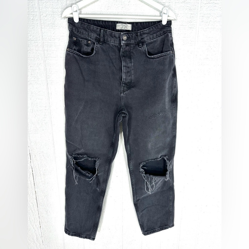 We the free distressed button fly black wash jeans size 28